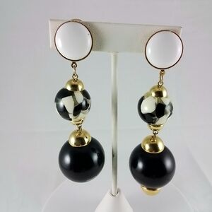 Vintage Black and White Made in Italy Runway Light Weight Acrylic Earrings
